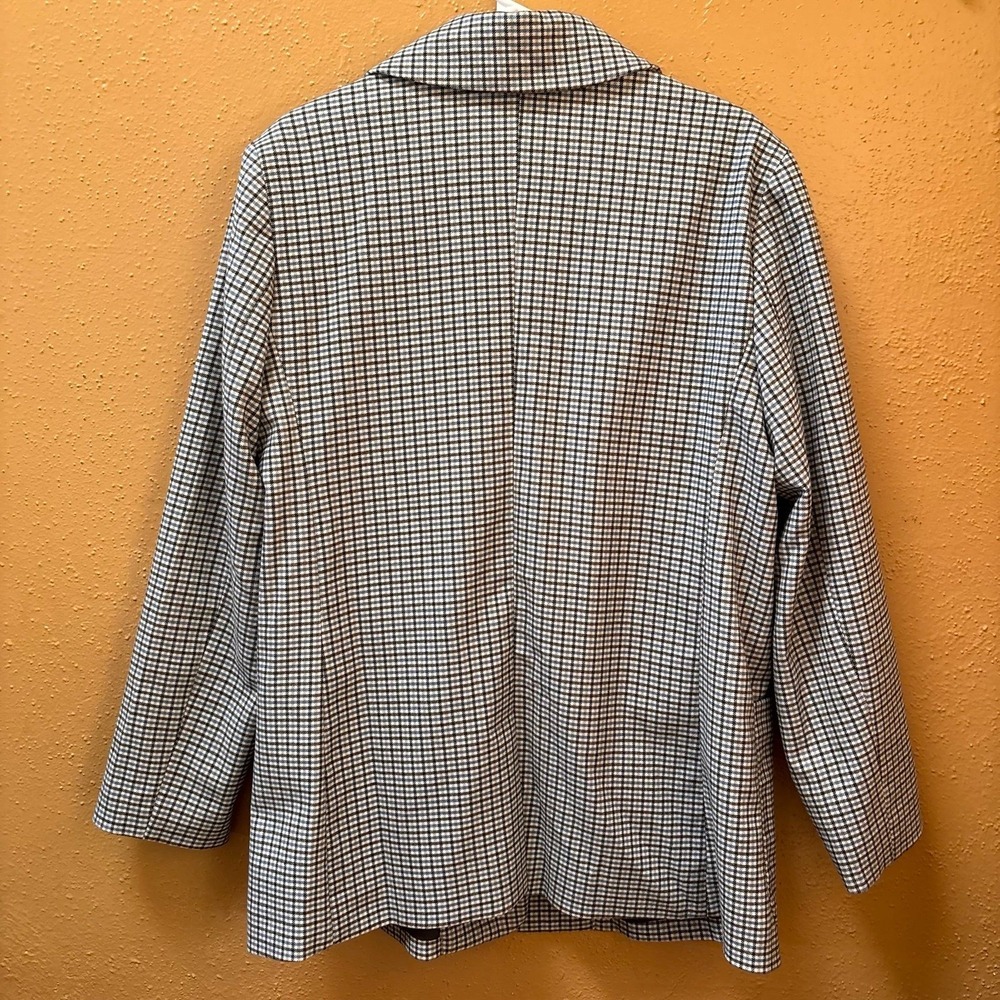 A New Day Womens Plaid Single Button Blazer Jacket XL Black White Blue VN1111626 - Picture 3 of 7